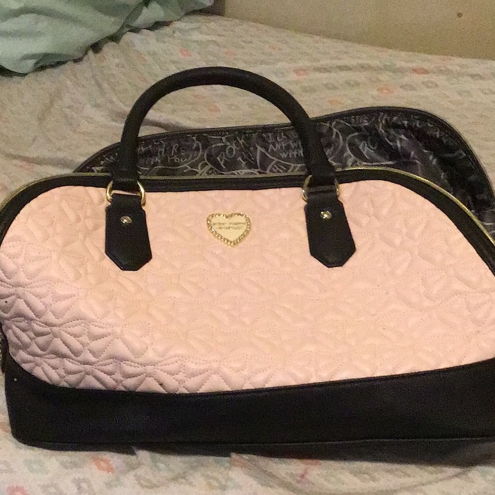 pink and black betsy johnson bag